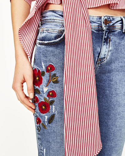 ZARA embroidered jeans